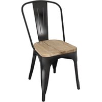 Bolero Bistro Side Chairs with Wooden Seat Pad Black (4 Pack)