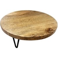 Olympia Round Display Stand Mango Wood with Metal Legs 250x80mm