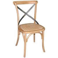Bolero Natural Bentwood Chairs with Metal Cross Backrest (2 pack)