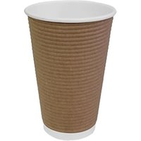 Fiesta Recyclable Coffee Cups Ripple Wall Kraft 16oz (500 Pack)