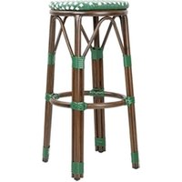 Bolero Parisian Style PE Rattan Bar Stools Green Dot Mix (2 Pack)