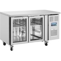 Polar U-Series 2 Door Counter Fridge with Glass Doors