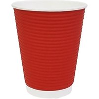 Fiesta Recyclable Coffee Cups Ripple Wall Red 340ml / 12oz (25 Pack)