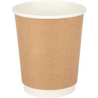 Fiesta Recyclable Coffee Cups Double Wall Kraft 225ml / 8oz (25 Pack)