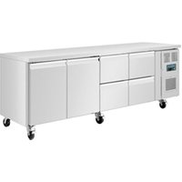 Polar U-Series Double Door and 4 Drawer Counter Fridge 476Ltr