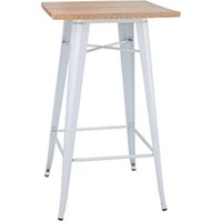 Bolero Bistro Bar Table with Wooden Top White (Single)