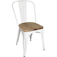 Bolero Bistro Side Chairs with Wooden Seat Pad White (4 pack)