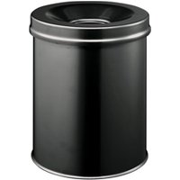 Durable Fire Extinguishing Metal Waste Bin TUV Certified 15L - Black