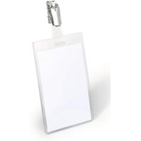 Durable Clip Name Tag ID Badge Holders 25 Pack - Vertical 90 x 60mm