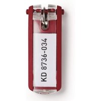 Durable Key Clips Organisational Label Hooks - 6 Pack - Red, Red