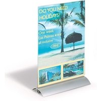 Durable Acrylic Aluminium Display Stand Table Sign Holder - A4 - Clear