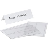 Durable Clear Plastic Place Name Holders and Inserts 10 Pack 61x210mm