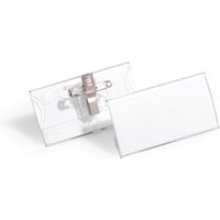 Durable Acrylic Clip & Pin Name Badge Holders + Inserts 25 Pk 40x76mm