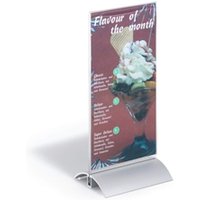 Durable Acrylic Metal Table Display Stand Sign Holder - 1/3 A4 - Clear