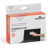 Durable Screenclean Duo Biodegradable Wet & Dry Screen Cleaning Wipes - 10 Pairs, White