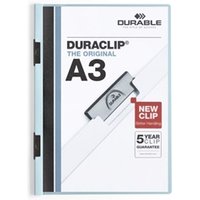 Durable DURACLIP 60 Sheet Document Metal Clip File 10 Pack A3 Blue