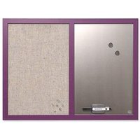Bi-Office Essentials Fabric Silver Finish Board Purple Frame 60x45cm