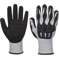 Portwest TPV Impact Cut Glove M GryBlk Pack of 12 POW27970