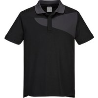 Portwest PW2 Cotton Comfort Polo Shirt SS L BlkZoom Gry POW35746