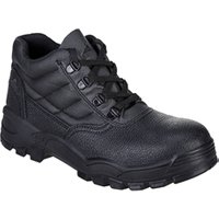 Portwest Steel Split Leather Mid Boot S1P SR 35 Blk POW20335