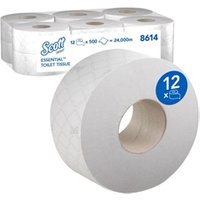 Kimberly-Clark Scott Essential White Jumbo Toilet Roll 200m (Box of 12)