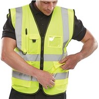 Beeswift Executive Hi Viz Waistcoat Saturn Yellow 2XL WCENGEXECXXL