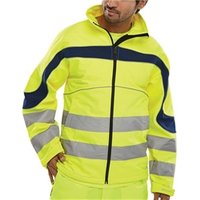 Beeswift Eton Hi-Viz Soft Shell Jacket Saturn Yellow Navy 3XL