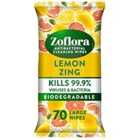 Zoflora Lemon Biodegradable Wipes, Antibacterial Multi-Surface