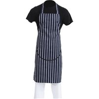 Whites Butchers Stripe Bib Apron with Pocket Blue/White