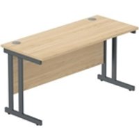 Core Double Upright Rectangular Desk 1400x600 Canadian Oak Graphite