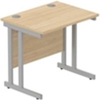 TC Office Rectangular Desk With Steel Double Upright Cantilever Frame - 800X600 - Oak/Silver