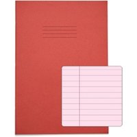 Pack of 10 Rhino A4 48 Page Red with Pink Tinted Paper 8mm Lined with Margin Exercise Books
