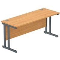 Rectangular Desk Steel Double Upright Cantilever Frame 1600X600 Norwegian Beech Graphite