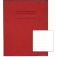 Rhino 32 Page Blank & 12mm Lined Exercise Book Red 8 x 6.5 inches 100 Pack