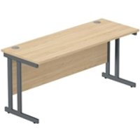 Rectangular Desk Steel Double Upright Cantilever Frame 1600X600 Canadian Oak Graphite