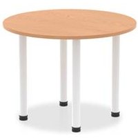 Impulse 1000mm Round Table Oak Top White Post Leg I003767
