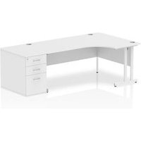 Impulse 1800 Right Crescent Desk White Cantilever Leg + Desk High Ped