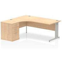 Impulse 1800mm Left Crescent Office Desk Maple Top White Cable Managed