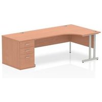 Impulse 1800 Right Crescent Desk Beech Cantilever Leg + Desk High Ped