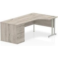 Impulse 1600 Right Crescent Desk Grey Oak Cantilever + Desk High Ped