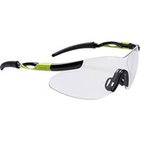 Portwest PS07 Safety Glasses, Anti-Scratch, Anti-Fog, Smoked, Black, Green, Polycarbonate, Thermoplastic Rubber