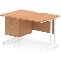 Impulse 1200 x 800mm Scalloped Edge Straight Office Desk Oak Top White