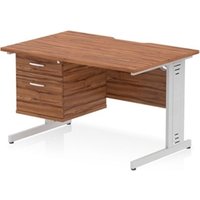Impulse 1200x800 Scalloped Desk Walnut Top Silver Cable Managed 2D Ped