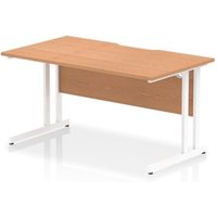 Impulse 1400 x 800mm Scalloped Edge Straight Office Desk Oak Top White