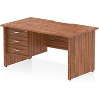Impulse 1400 x 800mm Scalloped Edge Straight Office Desk Walnut Top