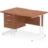 Impulse 1200x800 Scalloped Desk Walnut White Cantilever Leg + 2D Ped