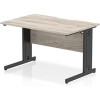 Impulse 1200 x 800mm Scalloped Edge Straight Office Desk Grey Oak Top