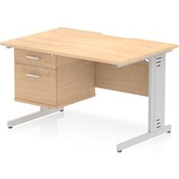 Impulse 1200x800 Scalloped Desk Maple Top Silver Cable Managed 2D Ped