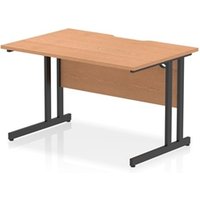 Impulse 1200 x 800mm Scalloped Edge Straight Office Desk Oak Top Black