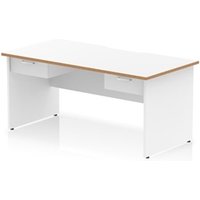 Oslo 1600x800 Scalloped Desk White Wood Edge White Panel End 2x1D Ped
